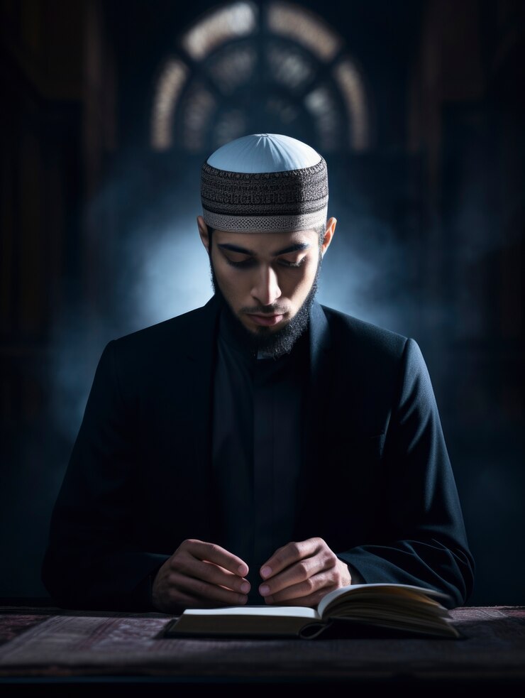 Free Photo medium shot islamic man reading