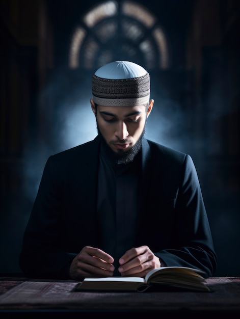 Medium shot islamic man reading