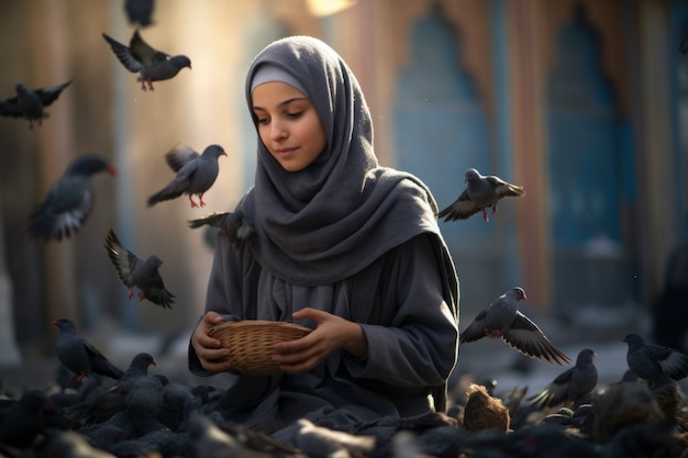 중간  이슬람 여성 생활 방식
