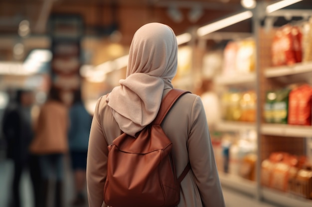 Medium shot islamic woman shopping for food