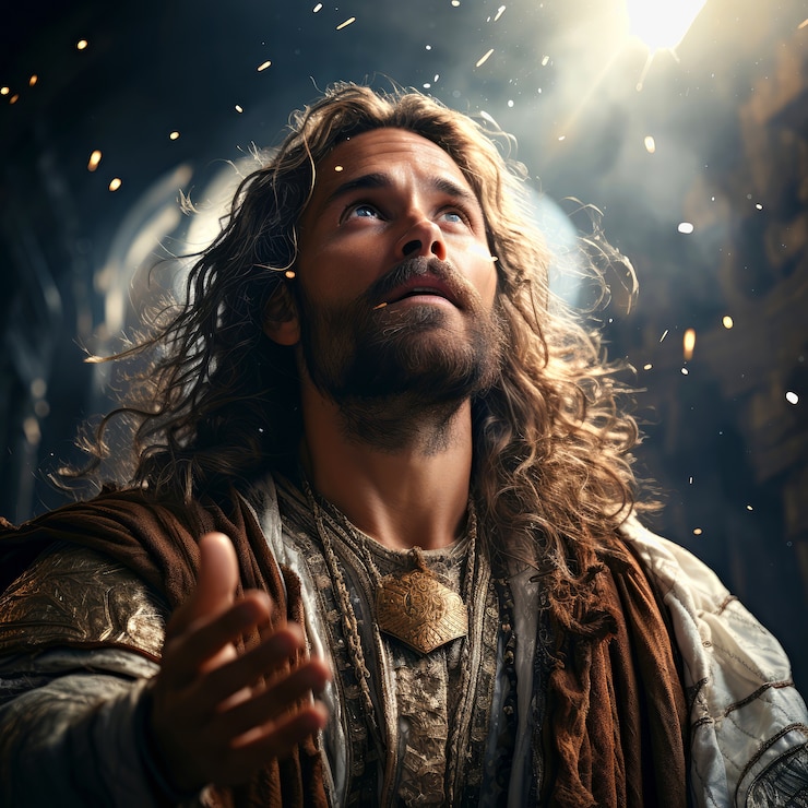 Free Photo medium shot jesus portrait outdoors