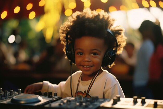 Medium shot kid being dj