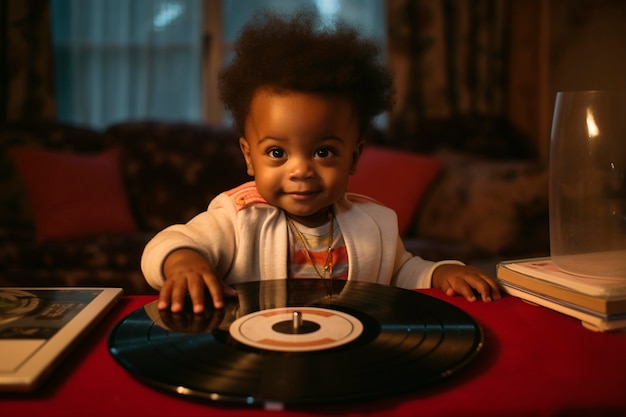 medium shot kid being dj