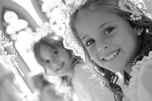 Medium shot kids first communion portraits