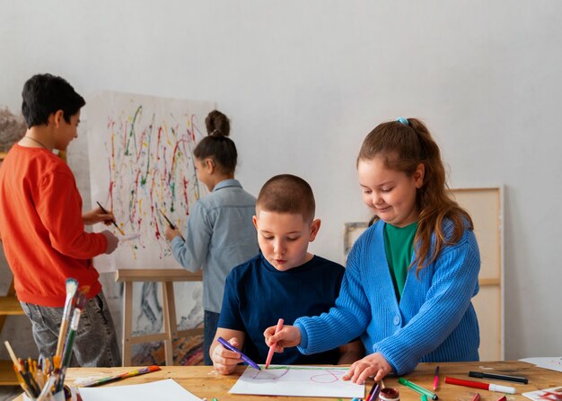 Medium shot kids spending time at school