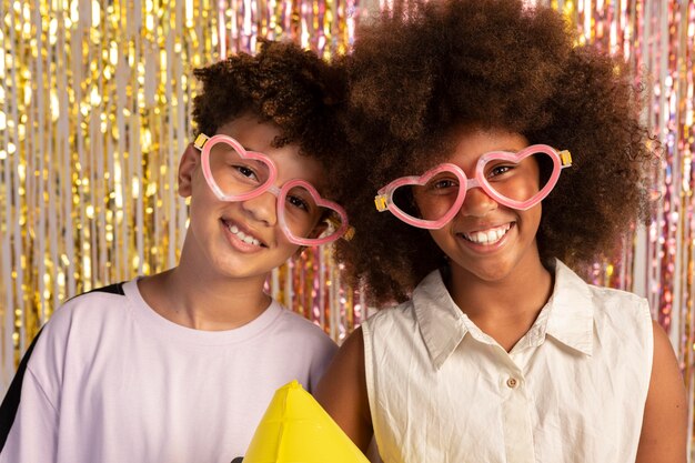 Medium shot kids wearing cute glasses