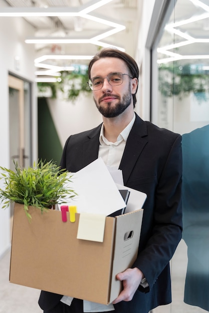 Medium shot man carrying box