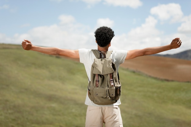 Medium shot man expressing freedom