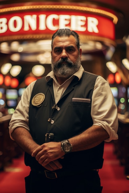 Free photo medium shot man at futuristic casino