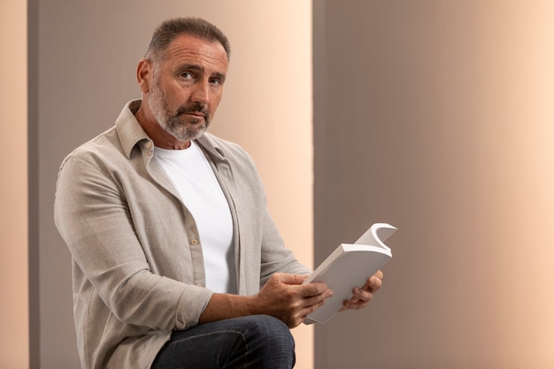 Medium shot man holding book