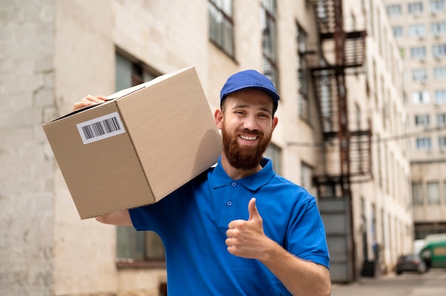 Medium shot man holding box