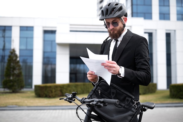 Free photo medium shot man holding documents