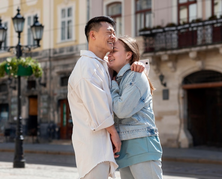 無料Photo 女性を保持しているミディアムショットの男