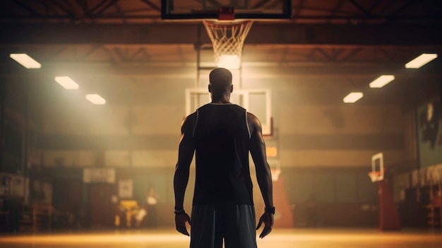 Free photo medium shot man playing basketball