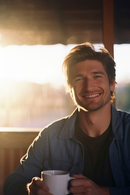 Free photo medium shot man posing indoors