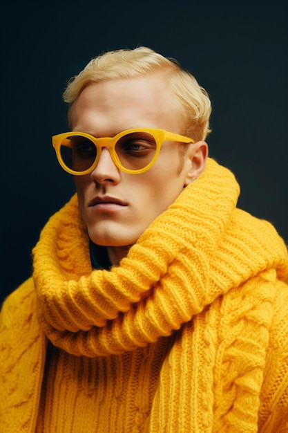 Free photo medium shot man posing in studio