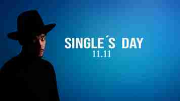 Free photo medium shot man single's day banner