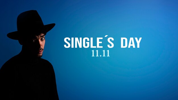 Medium shot man single's day banner