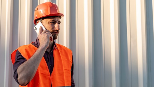 Foto gratuita colpo medio dell'uomo che parla sul telefono