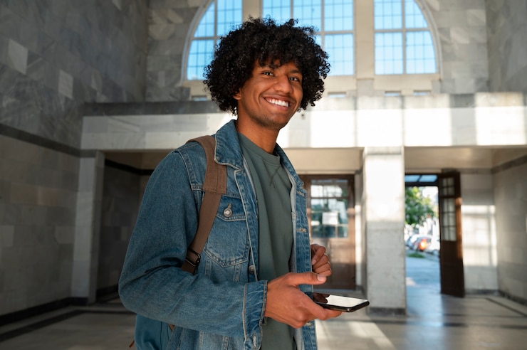 Free Photo medium shot man traveling by train