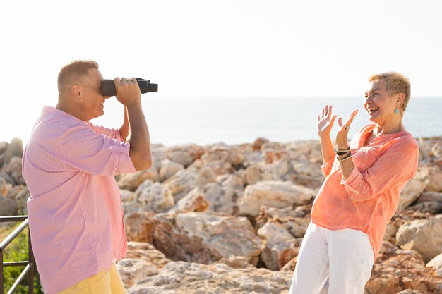 Medium shot man watching woman