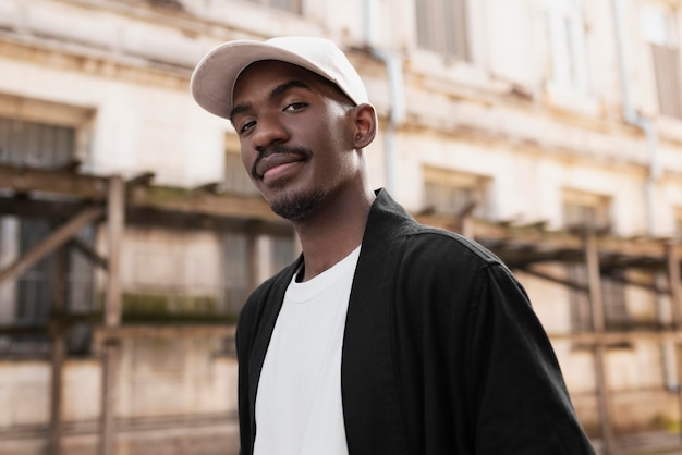 Free photo medium shot man wearing cap