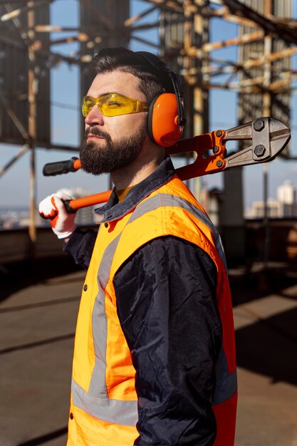 Medium shot man wearing safety equipment