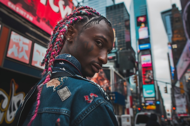 Medium shot man with braids portrait