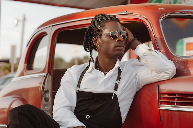 Free photo medium shot man with braids portrait