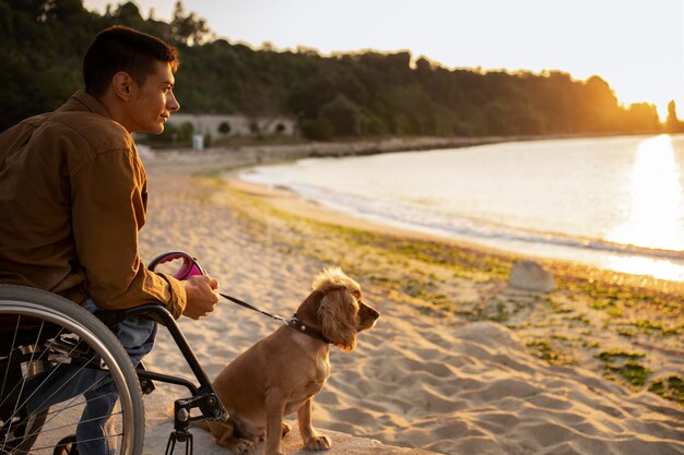 Medium shot man with dog