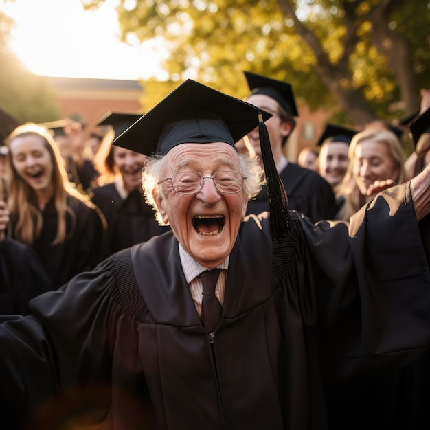 Foto gratuita uomo di media lunghezza con l'abbigliamento di laurea