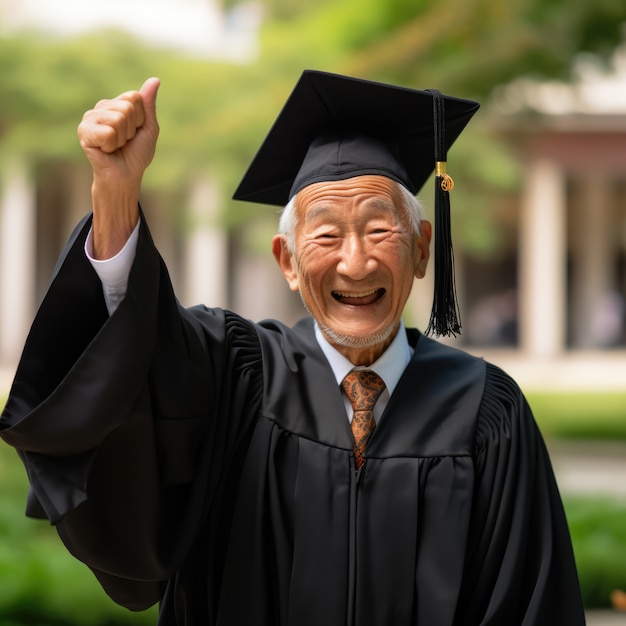 Medium shot man with graduation outfit