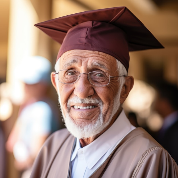 Foto gratuita uomo di media lunghezza con l'abbigliamento di laurea