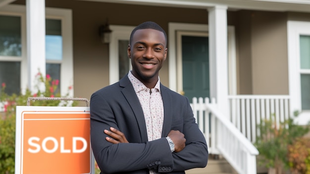 Free photo medium shot man working as a real estate agent