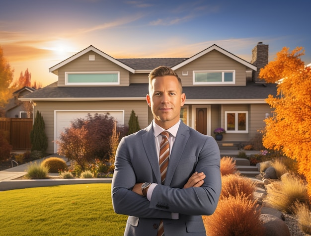 Free photo medium shot man working as a real estate agent