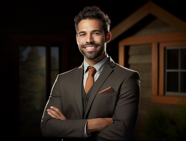 Free photo medium shot man working as a real estate agent