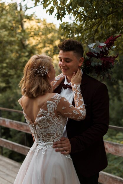medium shot married couple in nature