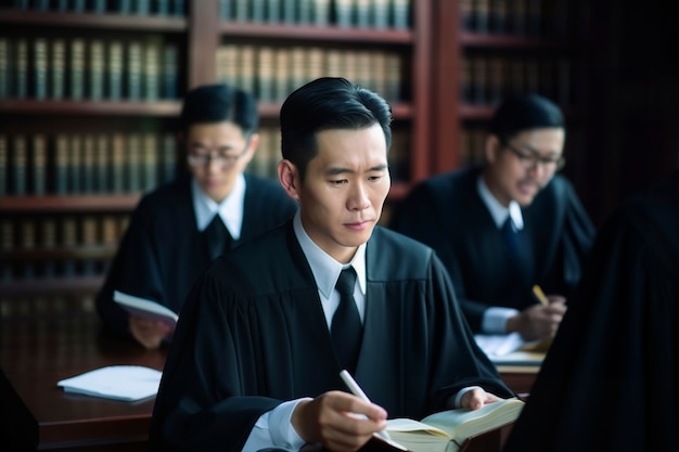 Medium shot men working as lawyers