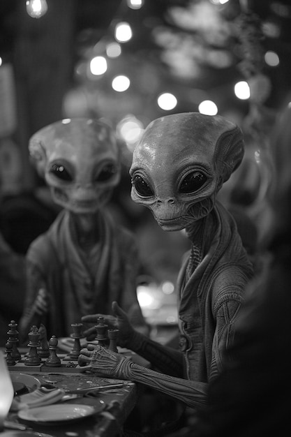 Free photo medium shot monochrome alien