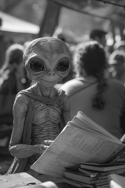 Foto gratuita alien monocromatico a colpo medio