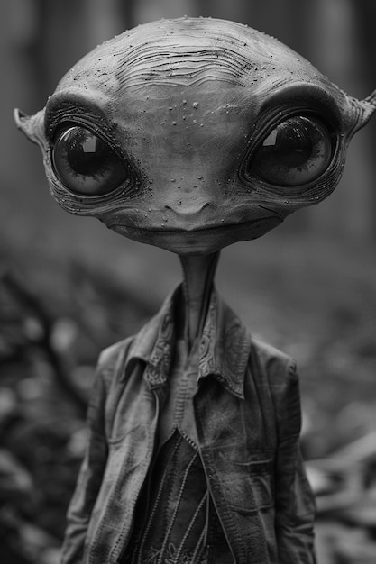 Free photo medium shot monochrome alien