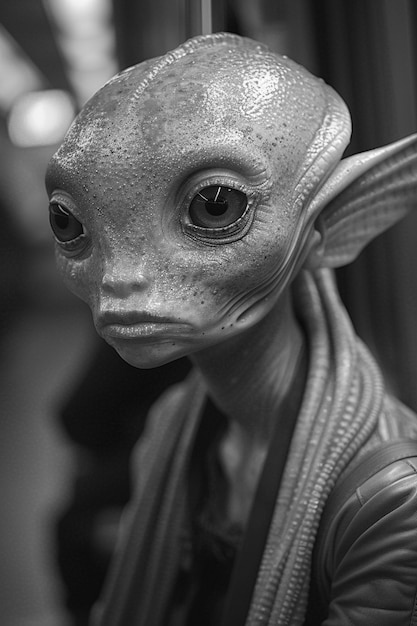 Free photo medium shot monochrome alien