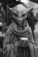 Foto gratuita medium shot monochrome alien