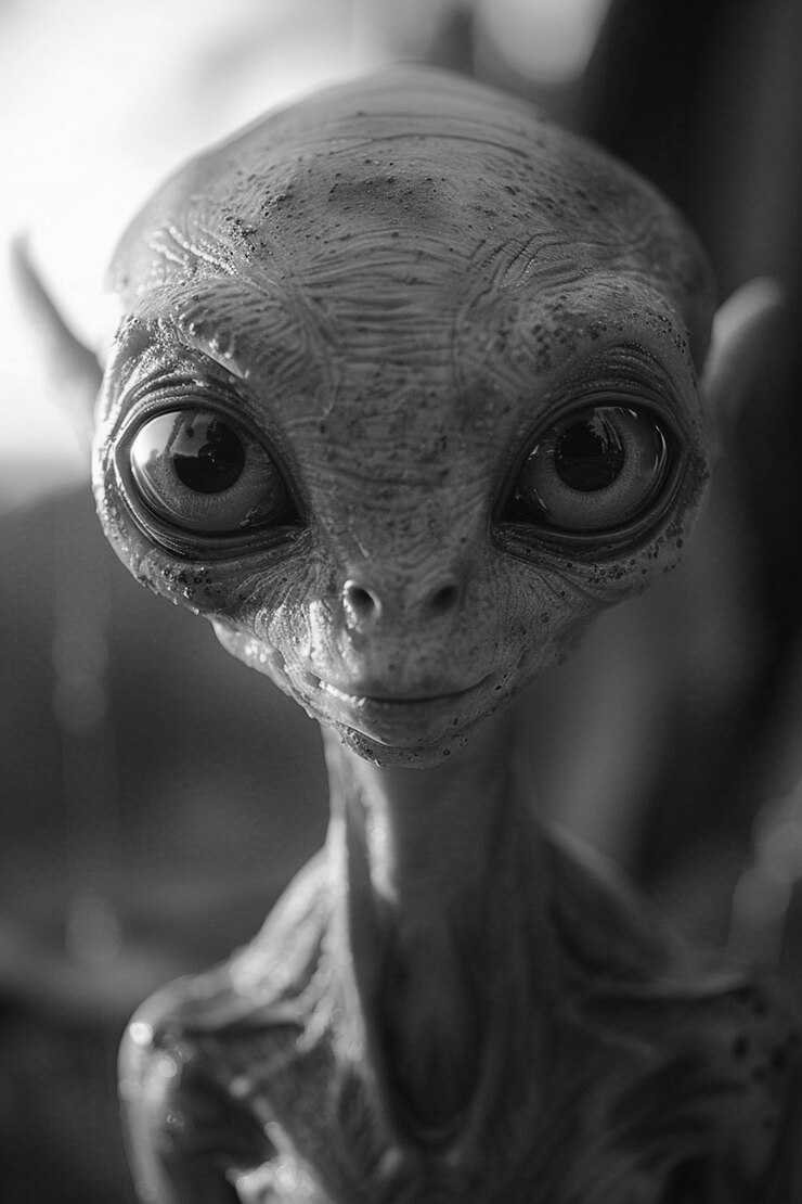Free Photo medium shot monochrome alien