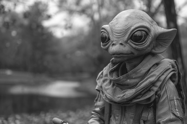 Foto gratuita alien monocromatico a colpo medio