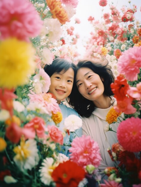 ミディアムショットの母と子のポートレート