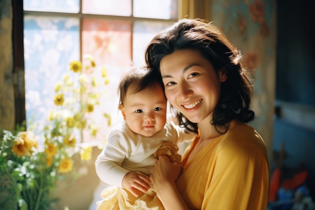 Medium shot  mother and child portrait