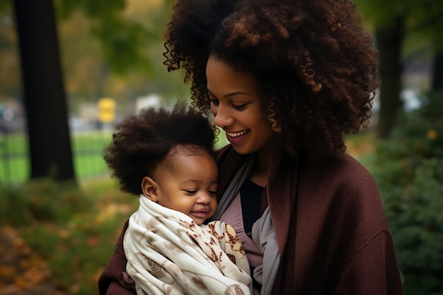 Free photo medium shot mother holding baby