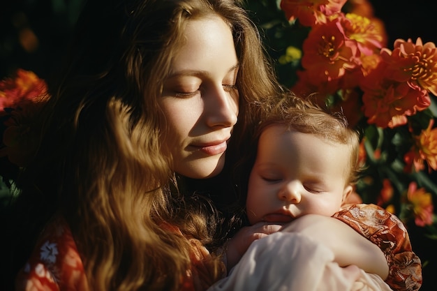 Medium shot mother holding child