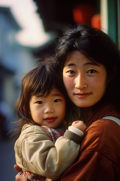 Medium shot mother holding child